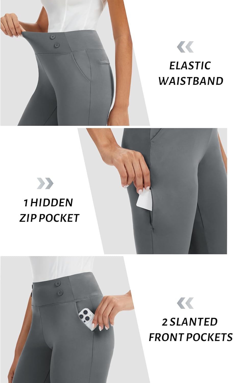 Women's 18" Golf Capris Stretch High Waist Athletic Workout Capri Pants - Image 4