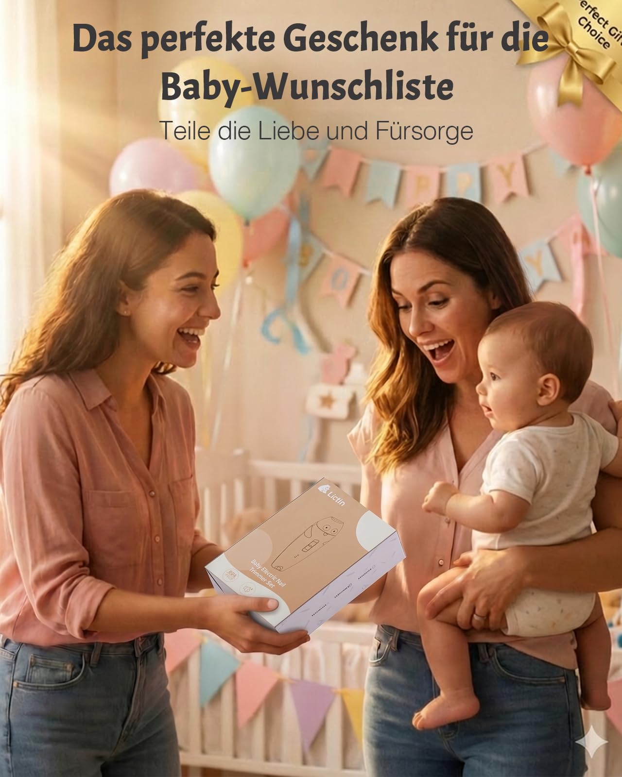 Lictin Baby Nagelfeile Elektrisch, Elektrische Nagelfeile mit 6 Schleifkopf, 25 in 1 Baby Nagelset mit LED Licht, Nagelpflegeset Elektrisch für Babys, Kleinkind, Erwachsene, USB Laden, Khaki