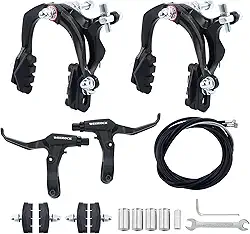 WEEROCK Conjunto de freio de bicicleta Calip, conjunto de freio C dianteiro e traseiro, conjunto de freio de aro com alavancas de freio de liga de alumínio, cabos de bicicleta para bicicleta infantil,
