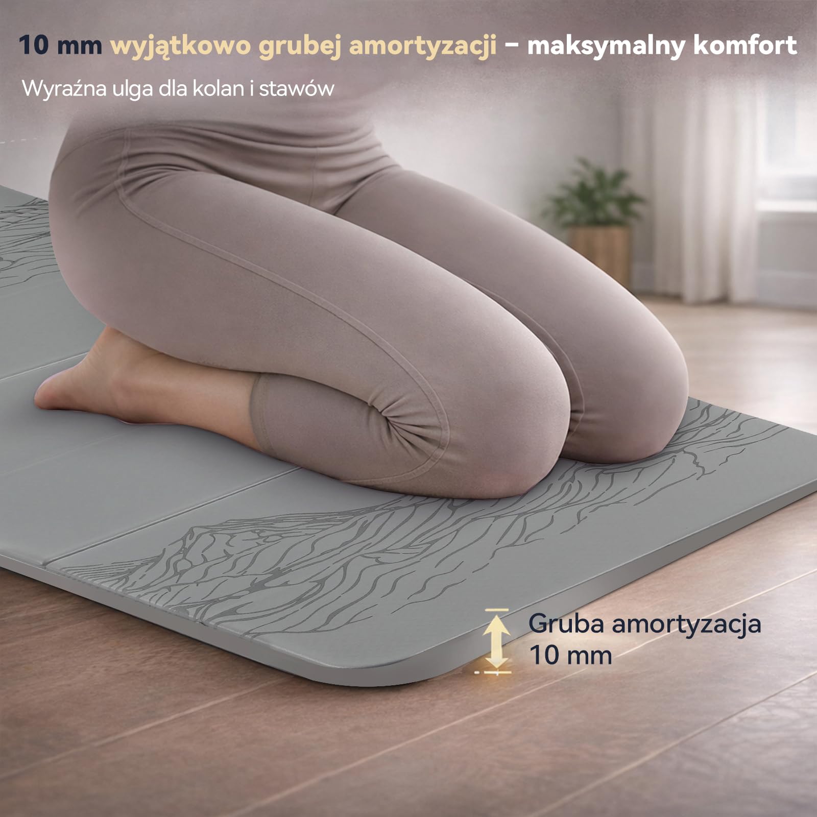 FunLife Mata do jogi XXL 190 × 66 cm – 10 mm składana mata do fitnessu | Bardzo gruba i antypoślizgowa. Idealny do jogi, pilatesu, gimnastyki oraz treningu w domu, w studiu lub na świeżym powietrzu.