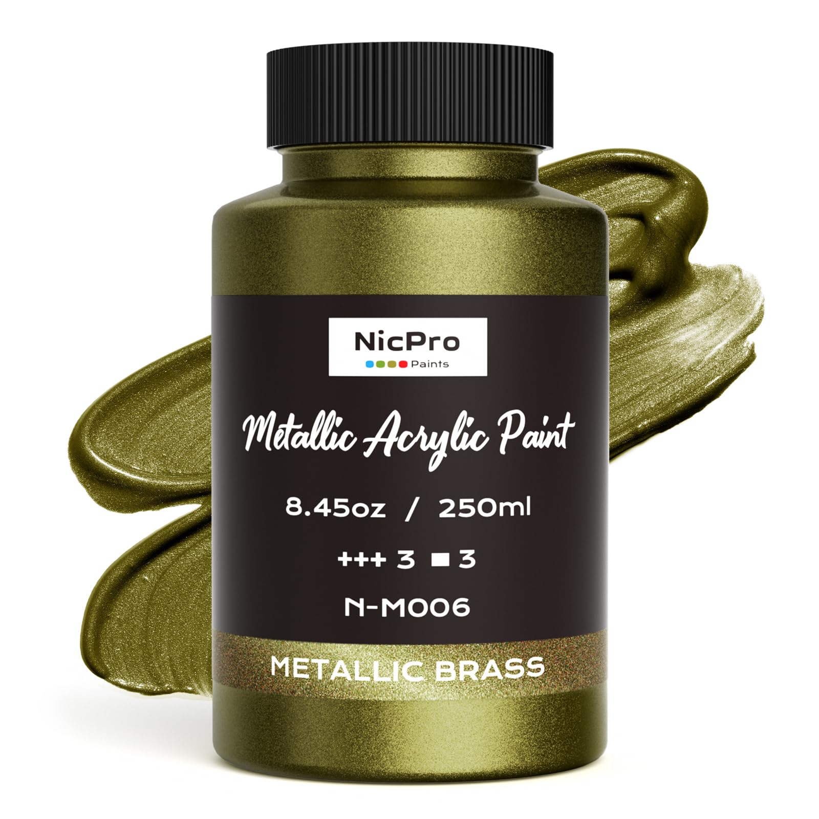 Nicpro Metallic Brass Acrylic Paint, 8.45oz/250ml Large Brass Leaf Paint
