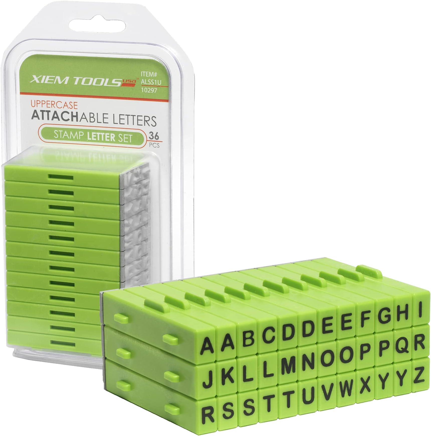 Xiem Tools USA Stamp Attachable Letters, Uppercase Arial Bold Font, 36 Pieces (ALSS1U-10297)