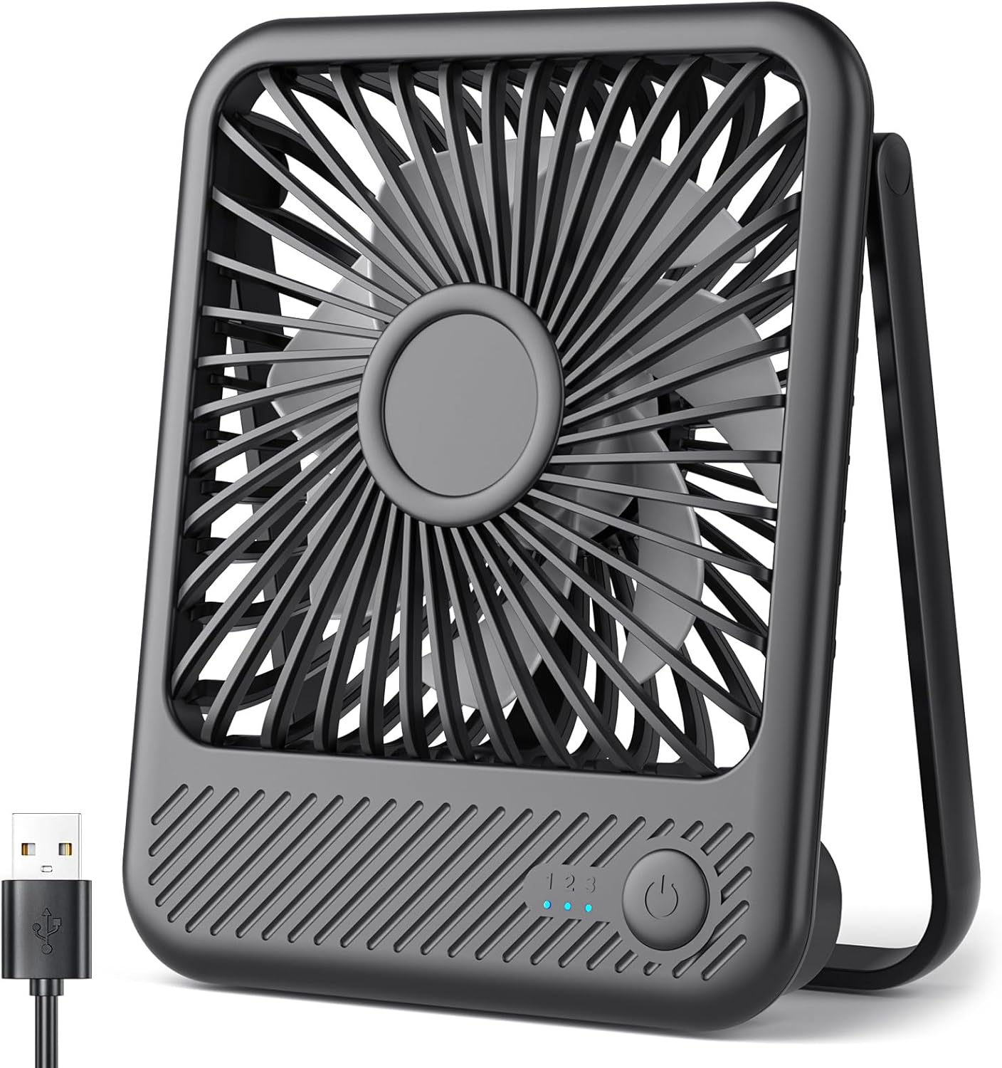 Koonie Desk Fan With Battery - Ultra Quiet USB Personal Fan With 3 Speeds & 180° Tilt