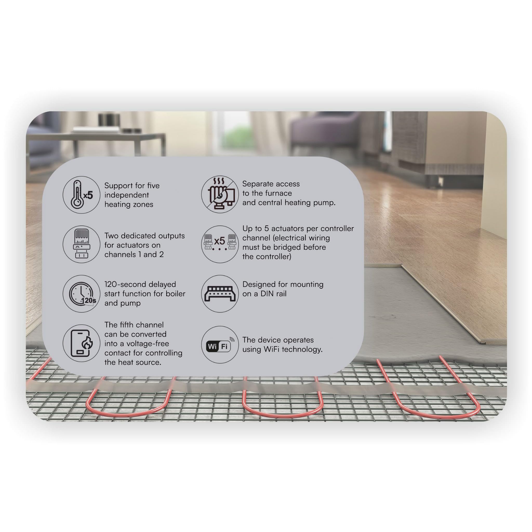 Automat-on Set für Fußbodenheizung mit 4x Temperatursensor Stellantrieb Fussbodenheizung 230V und Smart Home Controller WiFi Kompatibel mit Alexa Google Home Assistant Tuya Steuerung für 4 Räume