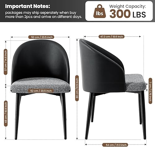 Miniatura 3 de Lamberia Juego de 2 a 4 sillas de comedor, de piel sintética, poliéster y bloqueo de color, sillas de comedor tapizadas modernas de mediados de
