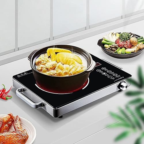 Miniatura 3 de Placa de inducción portátil, quemador de inducción de vidrio completo con sensor táctil, cocina eléctrica de acero inoxidable, quemador de encimera,