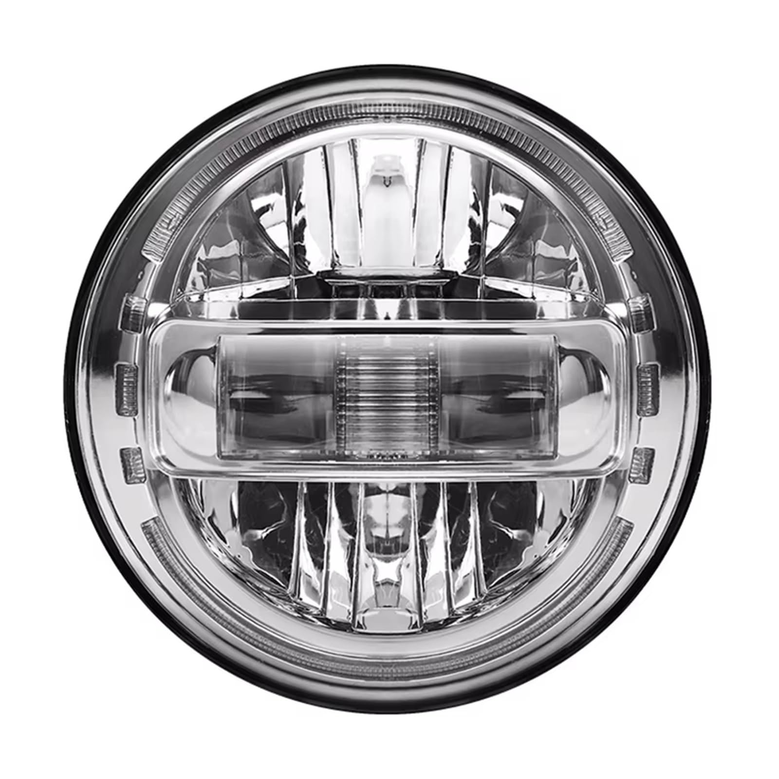 Faro Per Lada 4x4 Per Urbano Per Niva | Faro Rotondo A LED Per Auto Da 7 Pollici DRL Fascio Hi/Lo 90W Anello Halo Ambra Occhio Di Angelo(1 Piece Silver)