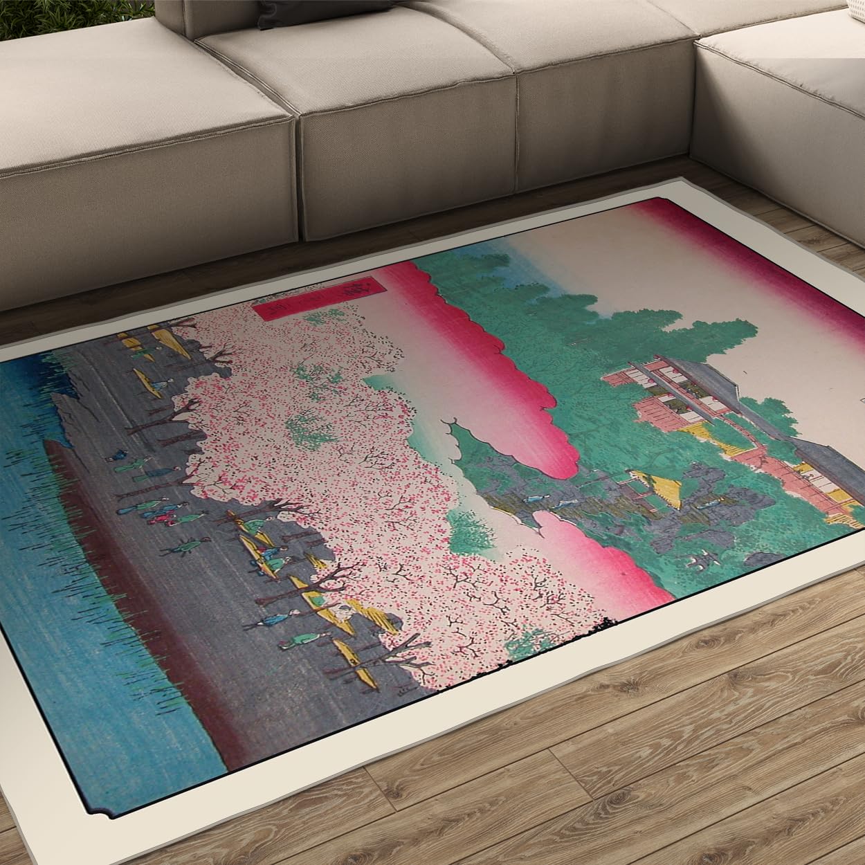 Tapis de jardin en fleurs de cerisier pour une ambiance printanière et rustique dans la chambre
