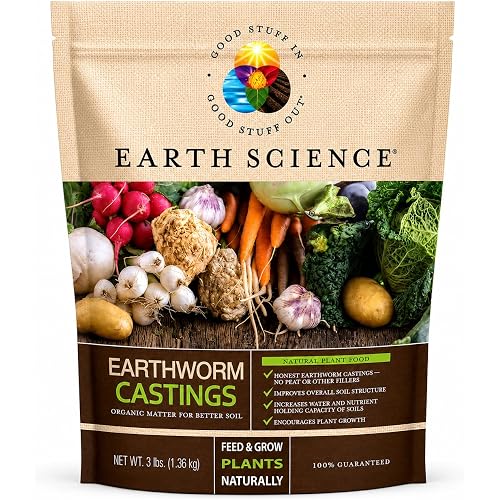Earth Science Earthworm Castings – 3 lb—Premium Plant Fertilizer for Indoor & Outdoor Plants – Soil Enhancer for Vegetable Gardens