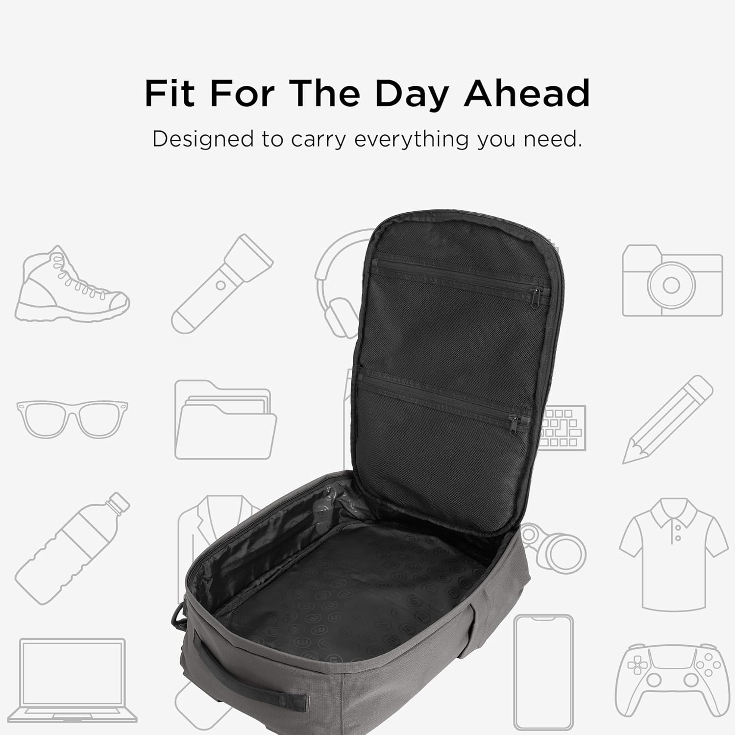 TravisMathew Lateral Convertible Travel Backpack/Briefcase with Laptop Compartment & Trolley Sleeve, Graphite