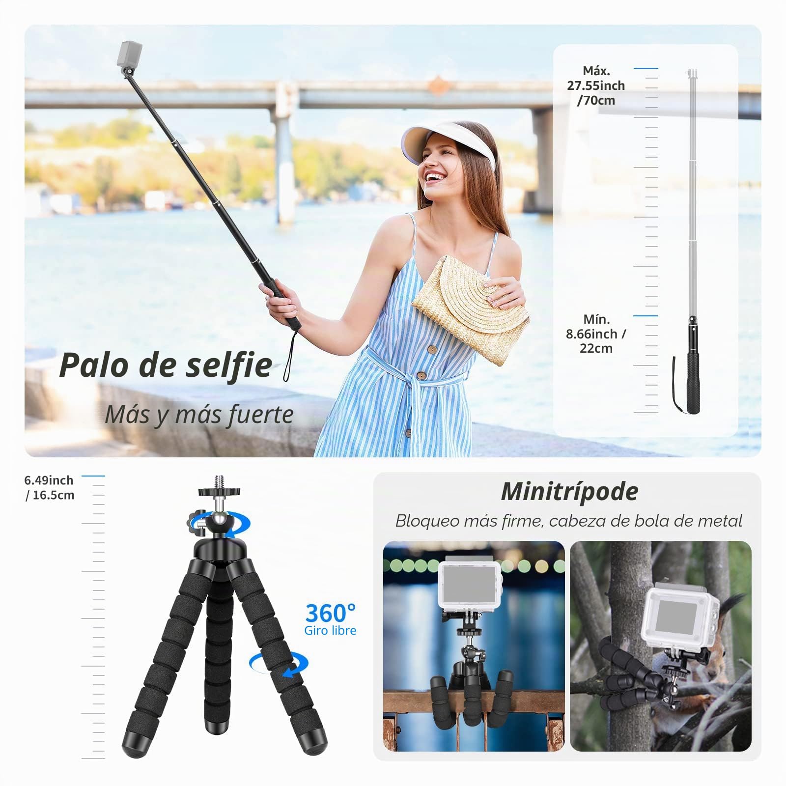 NEEWER Kit de Accesorios para Cámara de Acción 50 en 1 Compatible con GoPro Hero 12 11 10 9 DJI OSMO 4 3 2 Insta360 X3 X2 GO 3 SJCAM DBPOWER AKASO VicTsing APEMAN WiMiUS QUMOX Lightdow Campark Sony