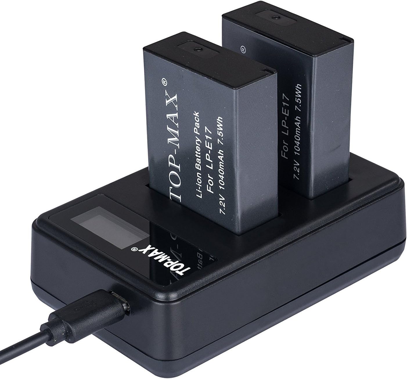 TOP-MAX® 2X LP-E17 Battery + USB Dual Battery Charger for Canon LP-E17 EOS M3 750D 760D 8000D Kiss X8i Rebel T6i T6s Digital SLR Cameras …