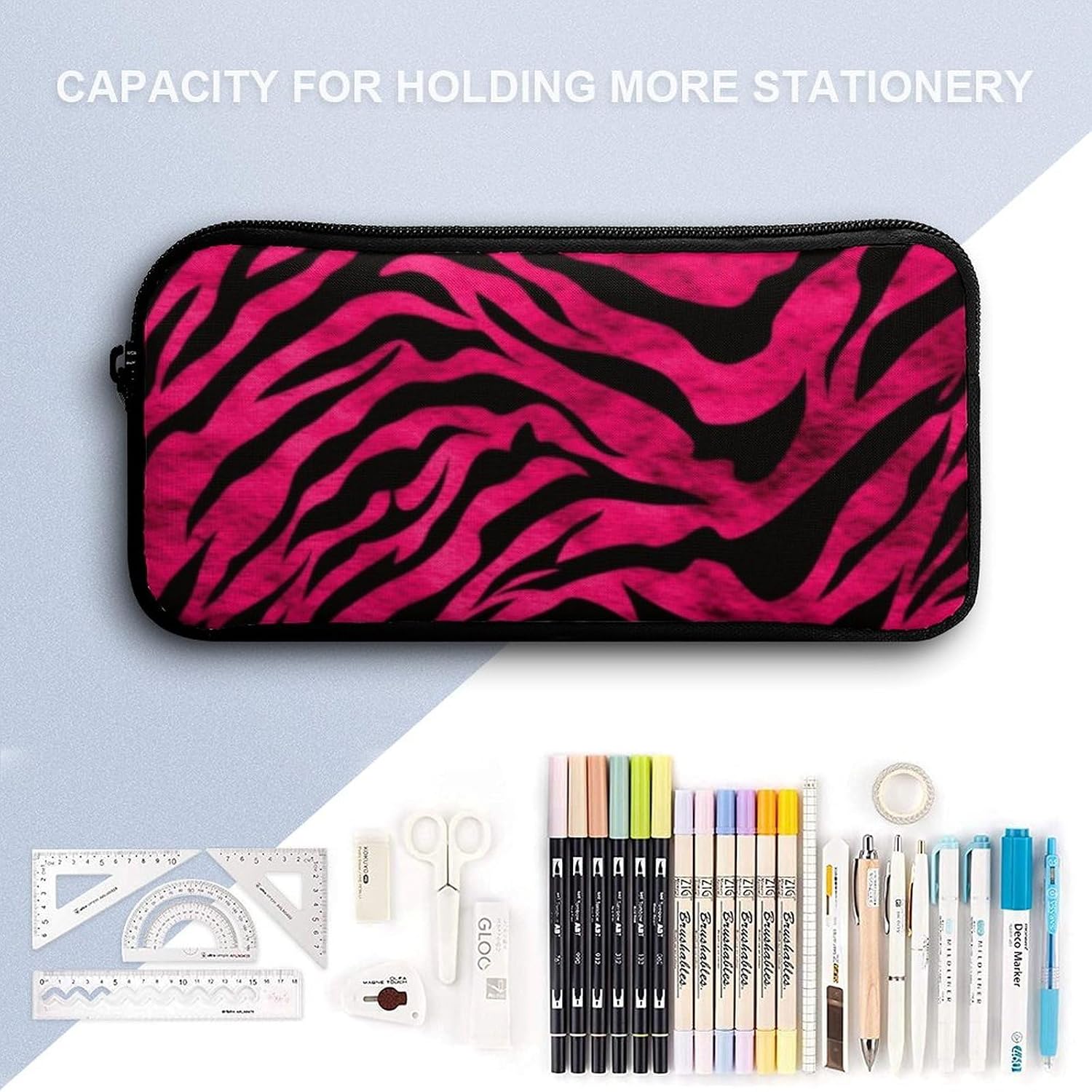 Zebra Tiger Leopard Pencil Pouch Soft Large Capacity Pencil Case image 3