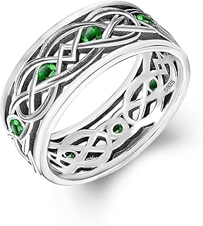 Claddagh Celtic Knot Band Rings for Men Women 925 Sterling Silver Irish Claddagh Promise