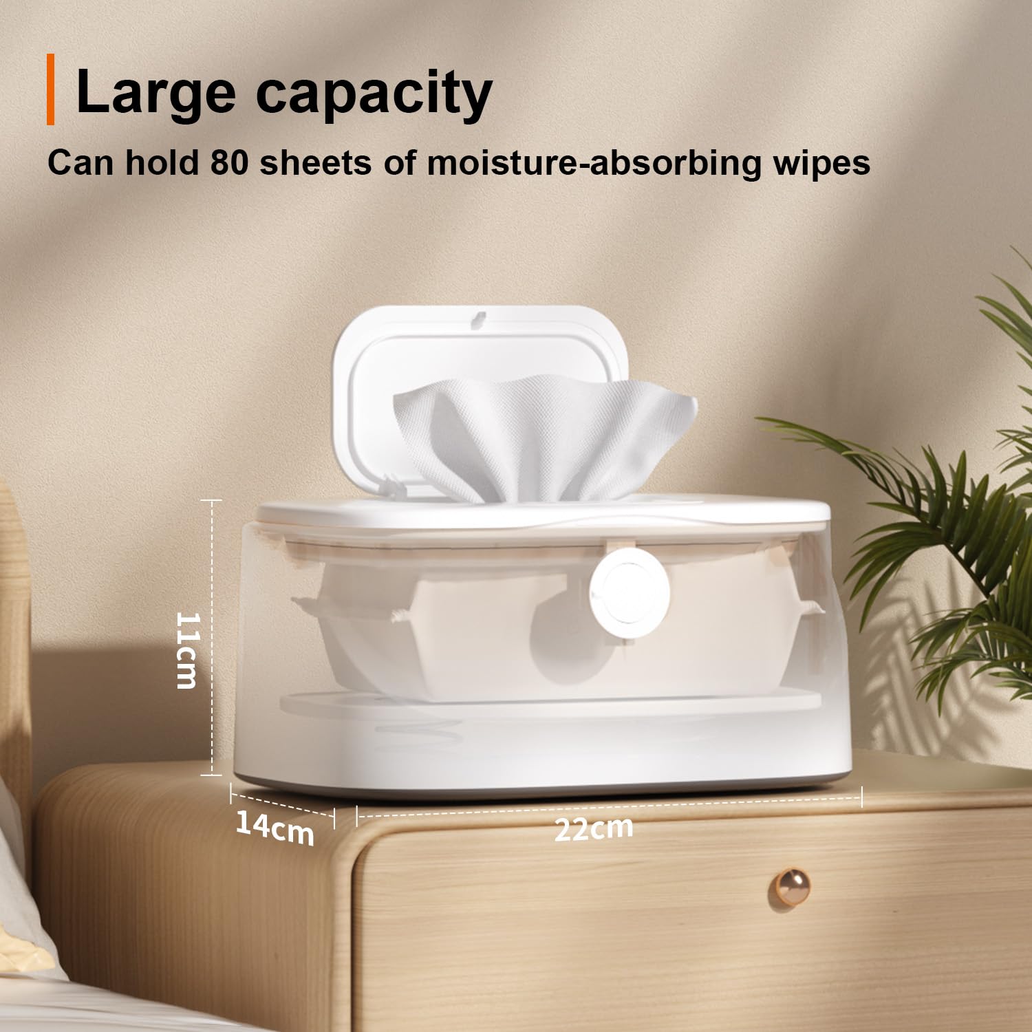 Baby Wipe Warmer with Night Light & Temperature Display, Adjustable 3-Level Heat, Wet Wipe Holder for Home, Car, Travel, Fitness and Camping Use