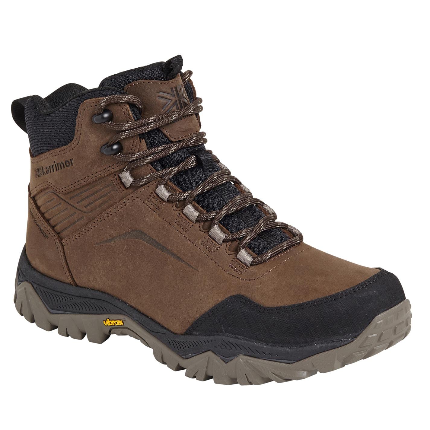 Karrimor Mens Cascade Mid Walking Boots Lace Up Waterproof Leather Upper Warm Brown UK 9 (43)