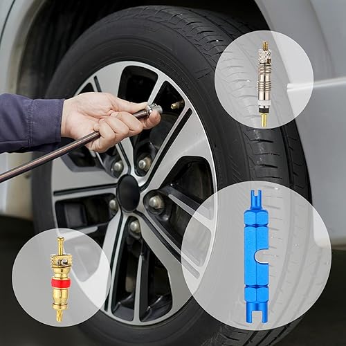 Miniatura 4 de Herramienta de reparación de núcleo de válvula de bicicleta con 12 piezas de repuesto de núcleo de válvula Presta y Schrader, removedor de núcleos