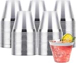 Goodluck 100PCS 9oz Coupes en plastique transparent pour la fête, coupes claires jetables, verres à cocktail pour le mariage, Thanksgiving, Noël, fêtes
