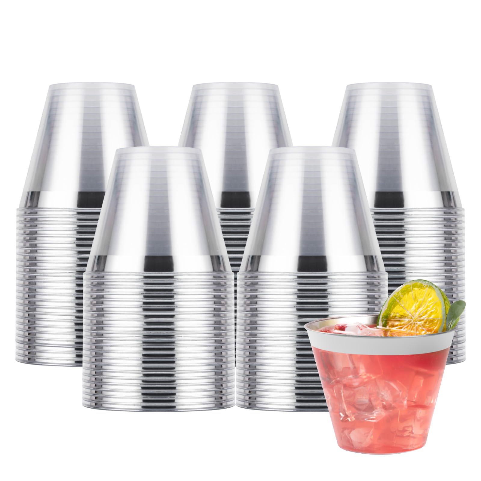 Goodluck 50PCS 9oz Plastic Cups for Party, Disposable Silver Plastic Cups — Amazon image 11