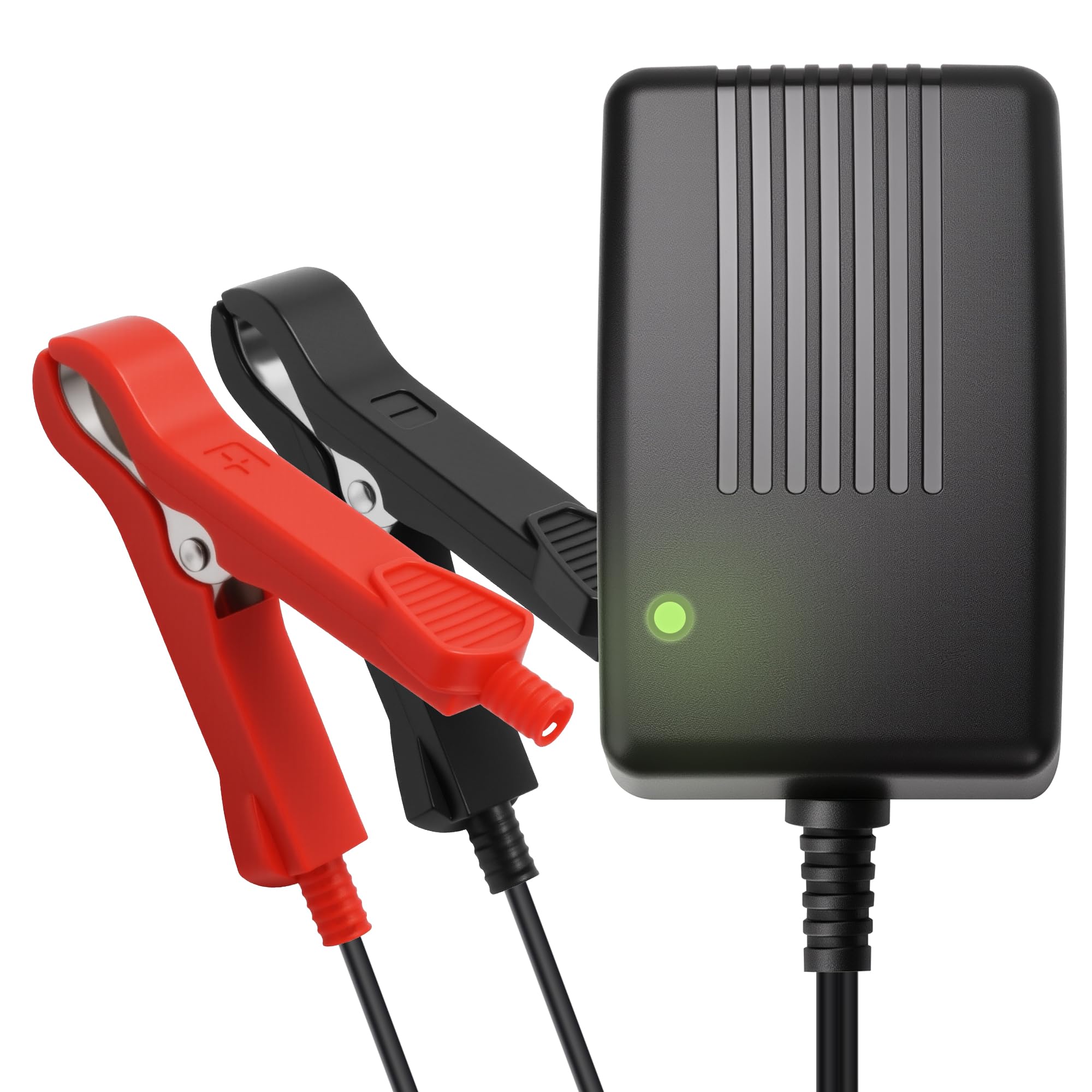 TYKOOL 12V 2A DC Automatic Smart Trickle Battery Charger with Dual Alligator Clips, UL Certified - Compatible with LiFePO4/Lead Acid AGM Batteries (5-20Ah) - for Motorcycle,Ride on Toy Car,Lawn Mower