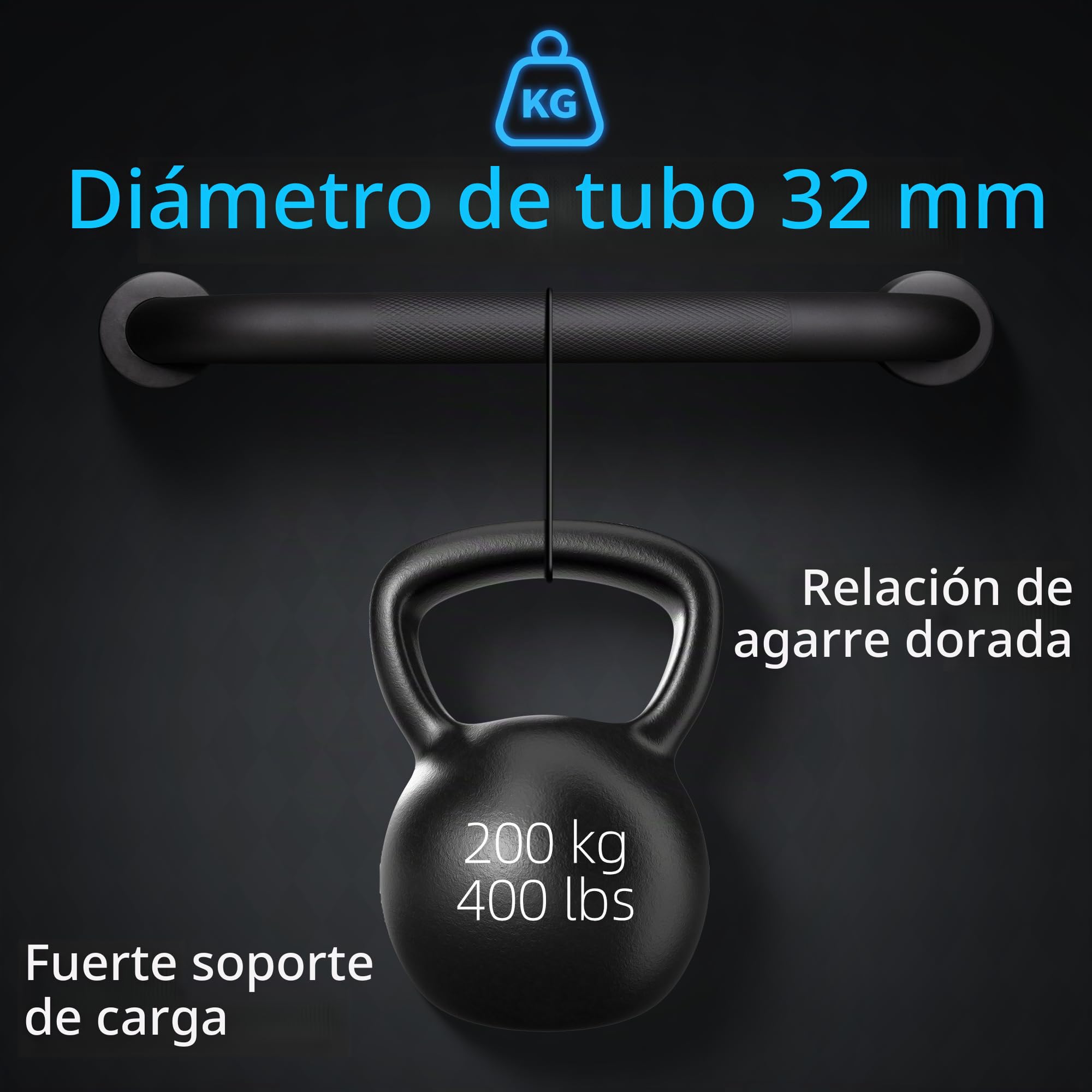 ITSOGOO Agarraderas Baño Para Mayores,Antideslizante Tirador de Seguridad,Acero Inoxidable,Asa de Ducha,Asa de Baño,Barras de Agarre Para el Escalones para Niño Discapacitado 60cm Negro Mate