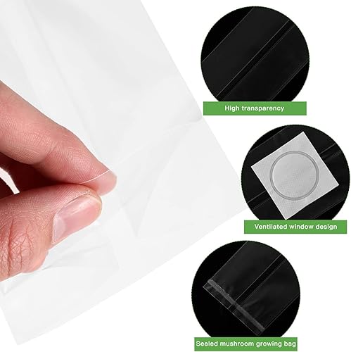 Miniatura 4 de 20 bolsas de cultivo de hongos | 19.8 pulgadas de largo x 3 (anchas), bolsas de desove sellables para cultivo de hongos de sustrato