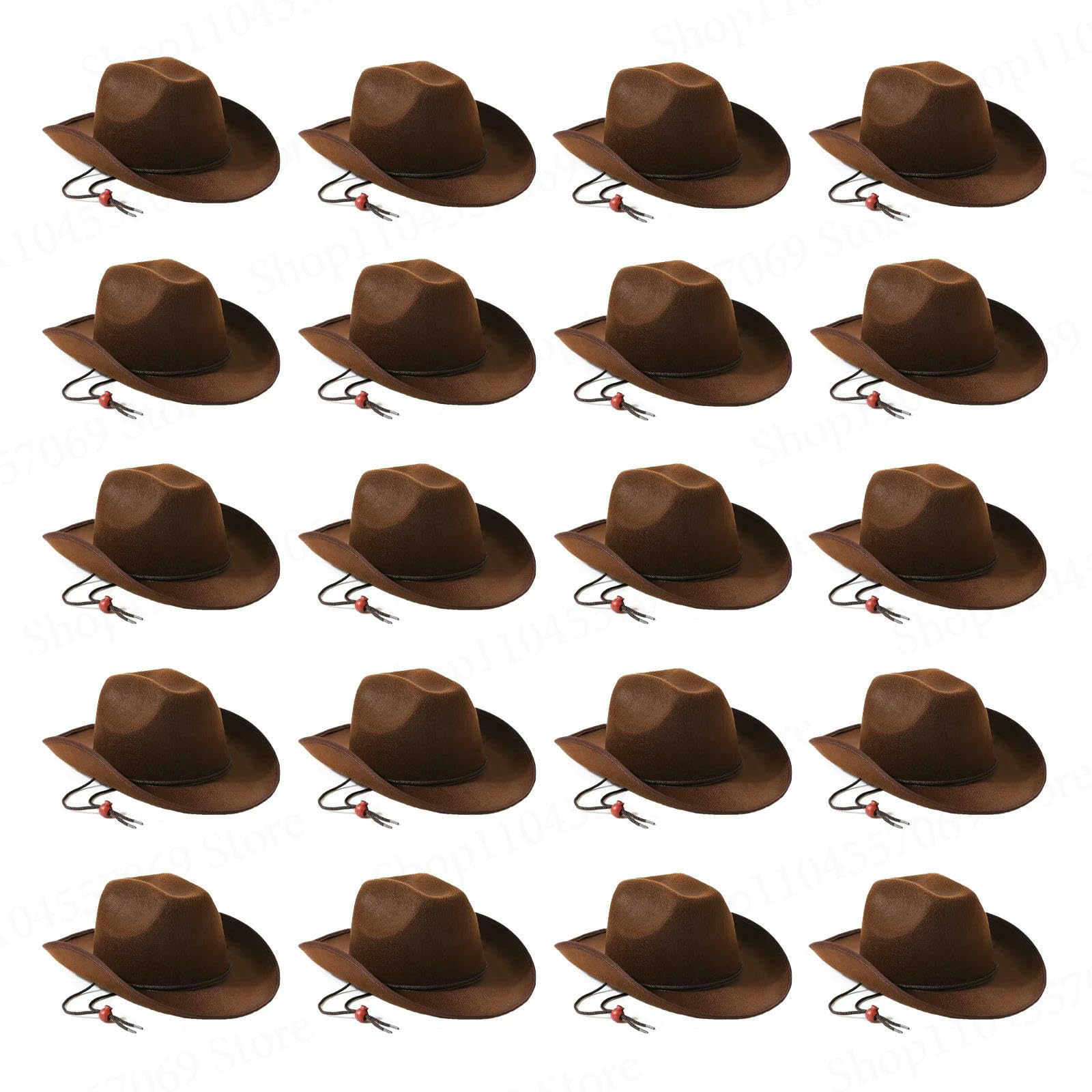 Cappello Bob Black Cowboy Cuore Occhiali da Sole Paisley Bandana Set, Donne Bachelorette Party Kit Costume, Stile Occidentale-brown-18pcs