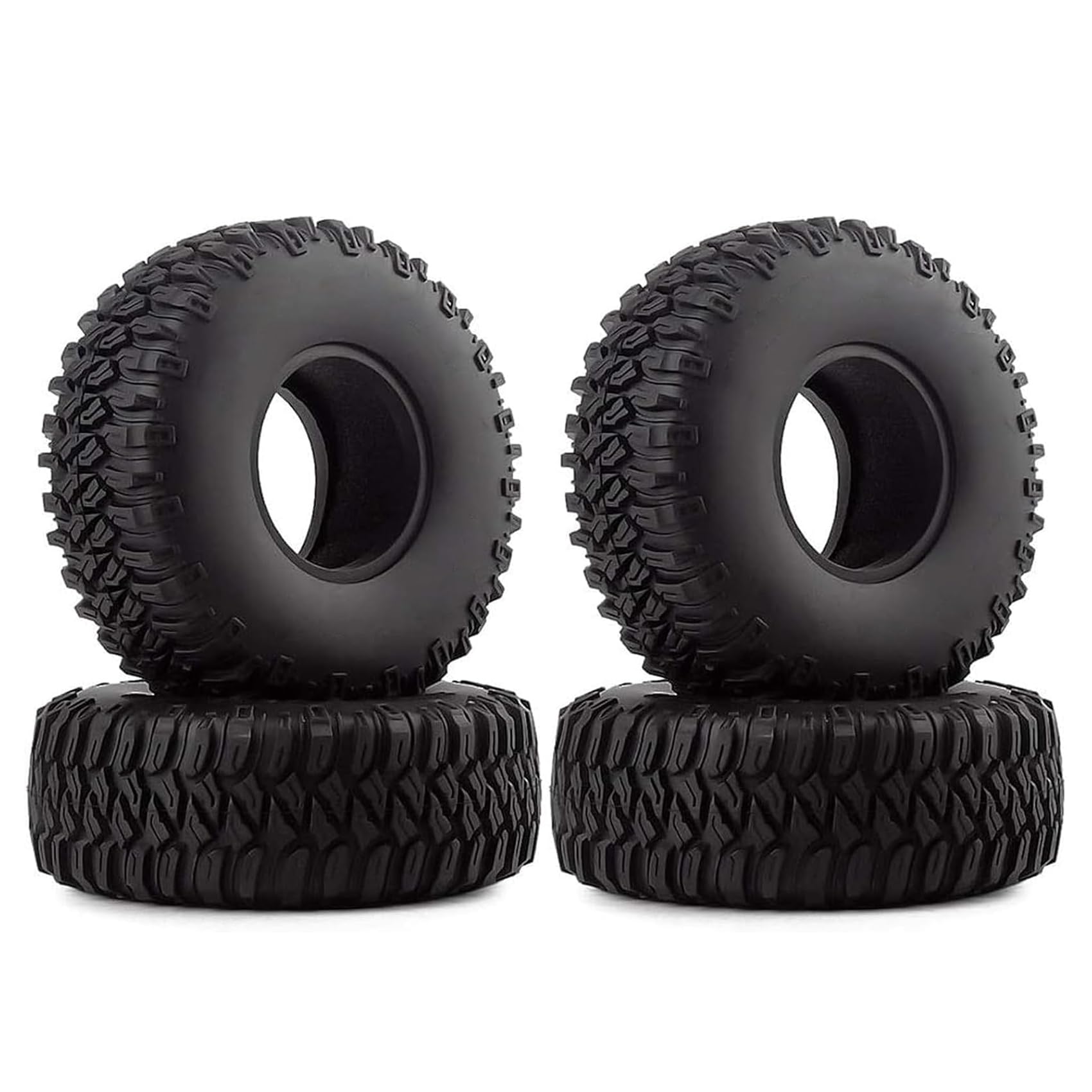 RC Car Tires,KIINGCOO 4PCS 1.55 inch Mud Wheel Tyre Terrain Crawler Rubber Tires Foam Insert for 1:10 RC Crawler Car for Axial 90069 TF2 D90 CC01 LC70 Tamiya MST JIMNY UTB18 (95x35mm-A)