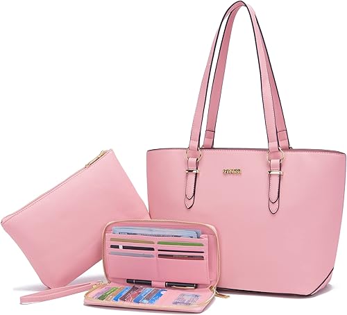 Miniatura 8 de Qiyuer - Bolsos para mujer, carteras, juegos de bolsos con asa superior, bolsos de hombro, bolso de mano, bolso de trabajo con cartera a juego, 3