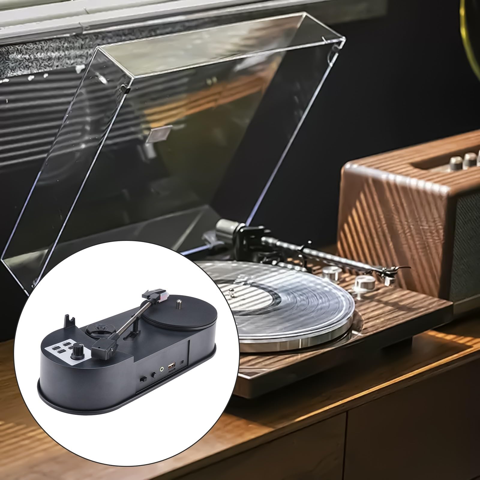 Tourne-disque en MP3 avec option de vitesse et port USB - Plateau tournant léger pour divertissement à domicile