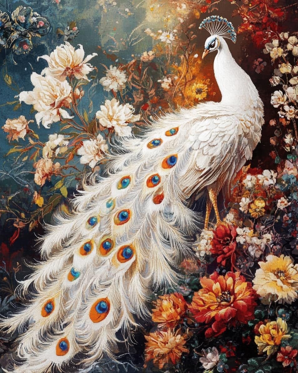 WallustrioaW 11CT Cross Stitch Kit,Peacock,Cross Stitch Kit for Adult Beginners,Full Line DIY Cross Stitch Stitching for Home Decor,16x20in