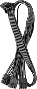 CableMod Basics E-Series 12VHPWR 90 Degree StealthSense PCI-e Cable for EVGA - Variant B Black, 16-pin to Triple 8-pin, 60cm