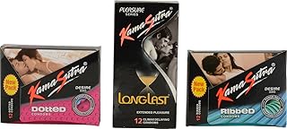 Kamasutra Long Last 12s Condom Ribbed 12s Condom And Dotted Desire 12s Condom (Combo Of 3)