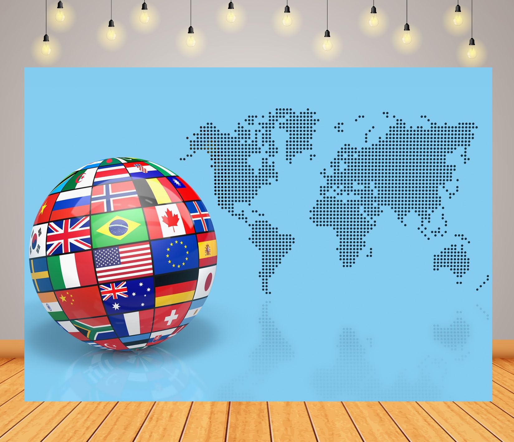 10x10FT Globo Banderas Mapa Mundial Fondo Fotográfico