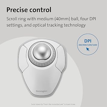 Kensington Orbit Wireless Trackball with Scroll Ring - White (K70991WW)