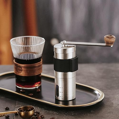 Miniatura 5 de Shiawase Molinillo de café manual, molinillo de café de mano de acero inoxidable con manivela, mini molinillo de mano de cerámica para granos de