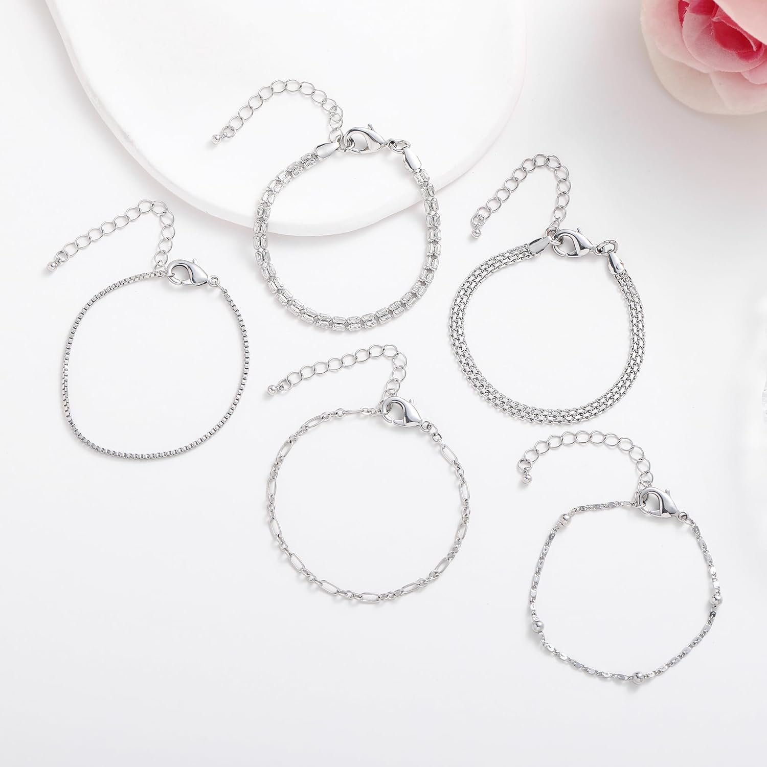 wgoud Gold Bracelets for Women Trendy, 14K Real Gold Plated Link Chain Bracelets for Women Waterproof, Adjustable Gold Stack Bracelet Set Jewelry Gifts for Women. - Image 5