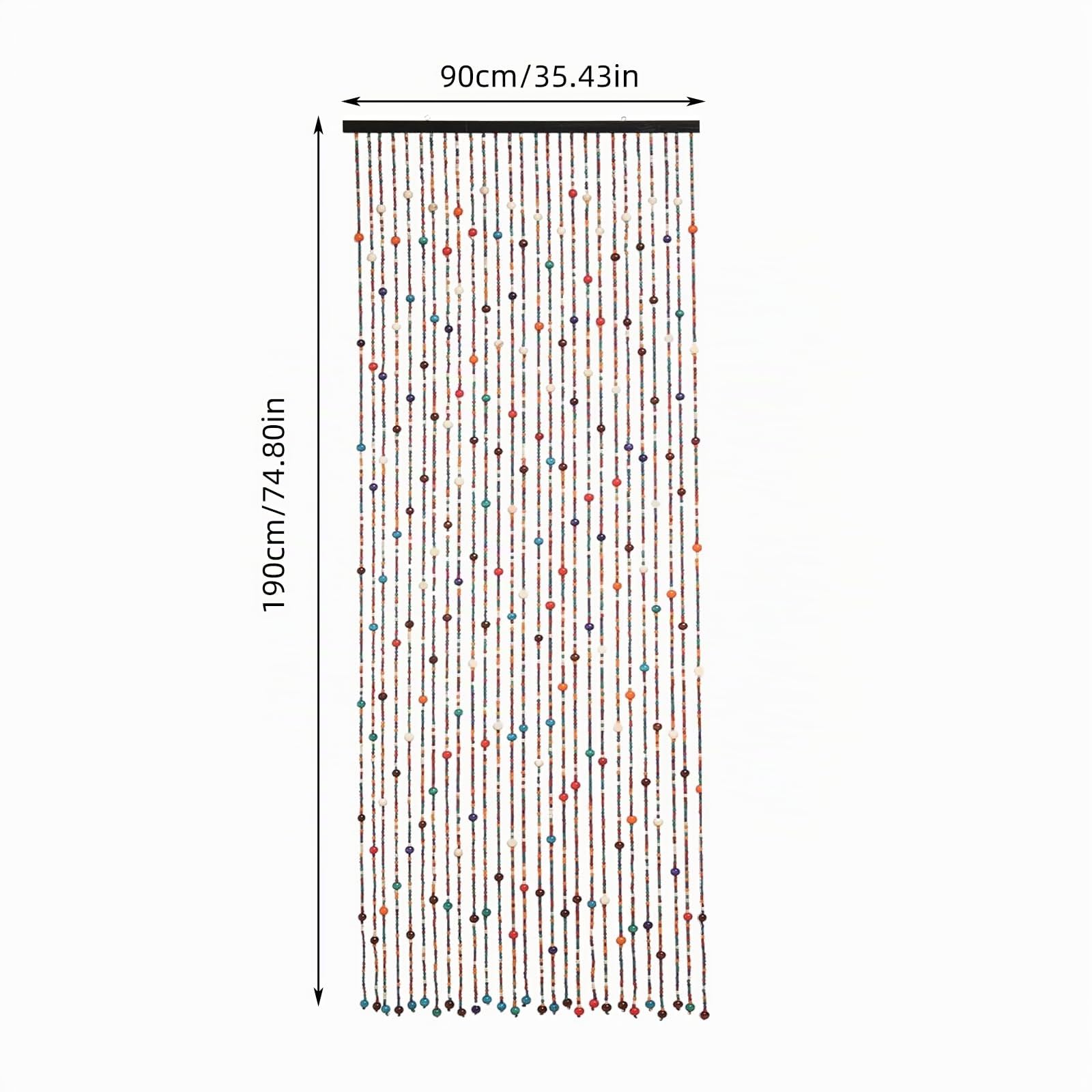 Rideau de porte en perles - Style bohème - En bambou - Convient pour fenêtres, portes, caravanes, comme décoration et moustiquaire - 90 x 190 cm