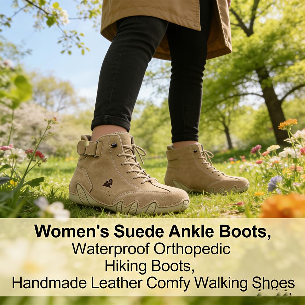 Herren Wildleder Chukka Boots Unisex Wasserdicht und Atmungsaktiv Orthopädische Slip-On Wanderschuhe Handgemachte Leder Orthopädische Bequeme Schuhe für Damen und Herren