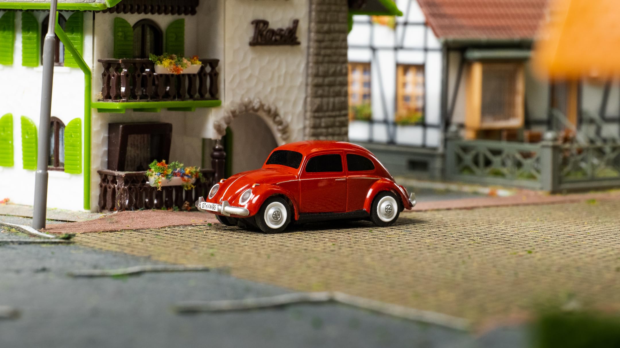 Carson 500504147 1:87 Volkswagen Beetle red 2.4G 100% RTR - Gotowy do jazdy model, model RC, samochód H0, model RC, pojazd do dioramy