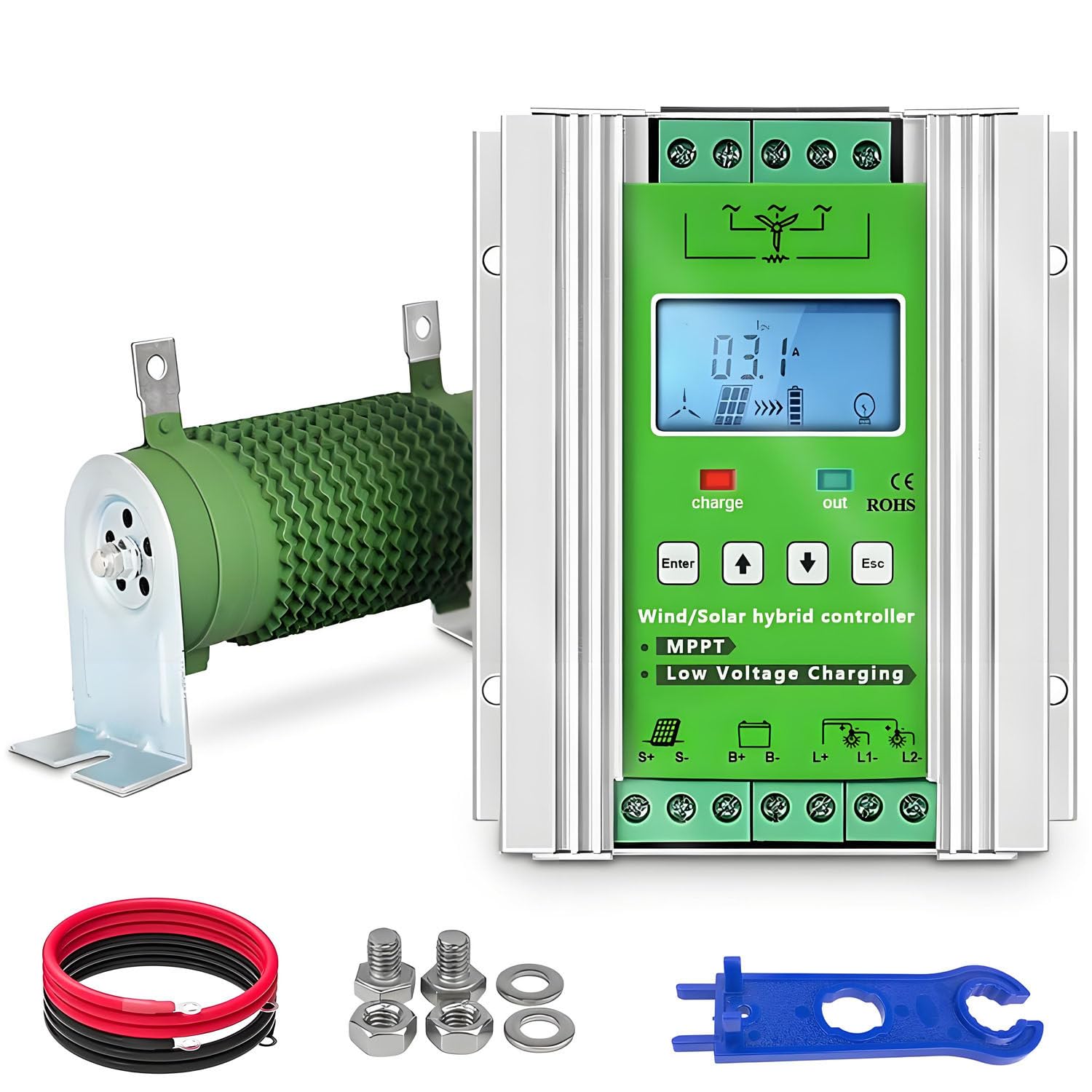Hybrydowy regulator ładowania 16000 W, regulator MPPT Boost z obciążeniem zrzutowym i wyświetlaczem LCD, idealny do domu, łodzi, oświetlenia ulicznego, system zarządzania energią 48 V