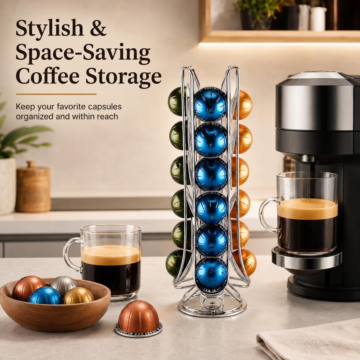 Exzact Porta Capsule per Caffè, Compatibile con Vertuo (24 pezzi) - Supporti per Capsule Vertuoline Cialde