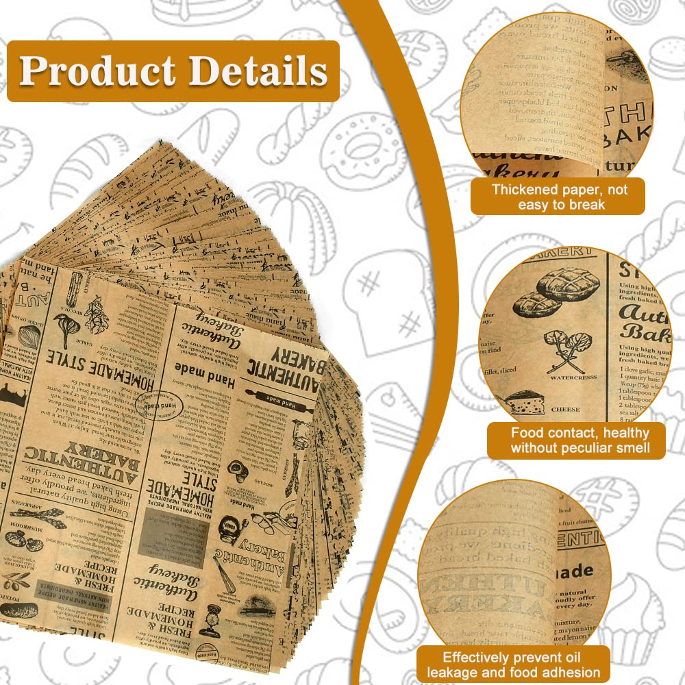 Miss Bakery's House Carta Da Regalo Per Alimenti 25x25 Cm – 100 Fogli Marroni, Oleata, Resistente, Impermeabile, Adatta A Microonde Fino A 200°C
