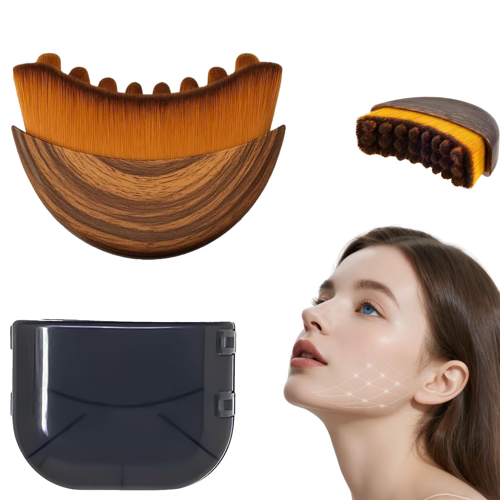 Lymphatic Contour Face Brush,Dry Lymphatic Contour Face Brush Soft Set,Lymphatic Drainage Massager for Face,Chin & Neck Relaxation,Portable Beauty Tool with Travel Case. Style B-image-37