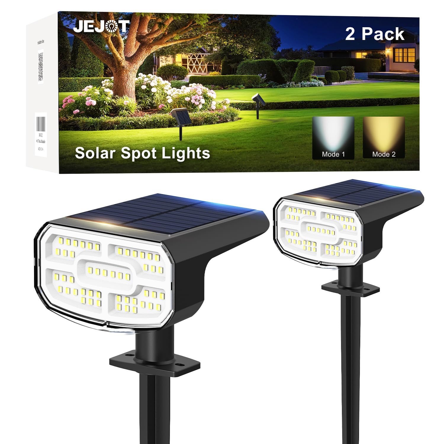 JEJOT Solar Spotlights 2-Pack