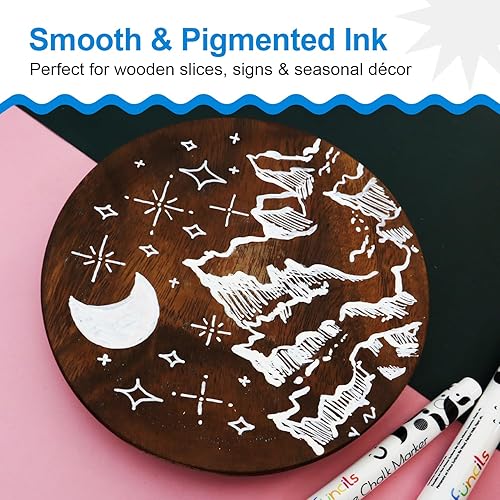 Miniatura 4 de Marcadores de tiza blanca de punta fina (paquete de 5, punta reversible de 0.118 pulgadas) para pizarra, pizarra, ventanas de automóvil, vidrio,