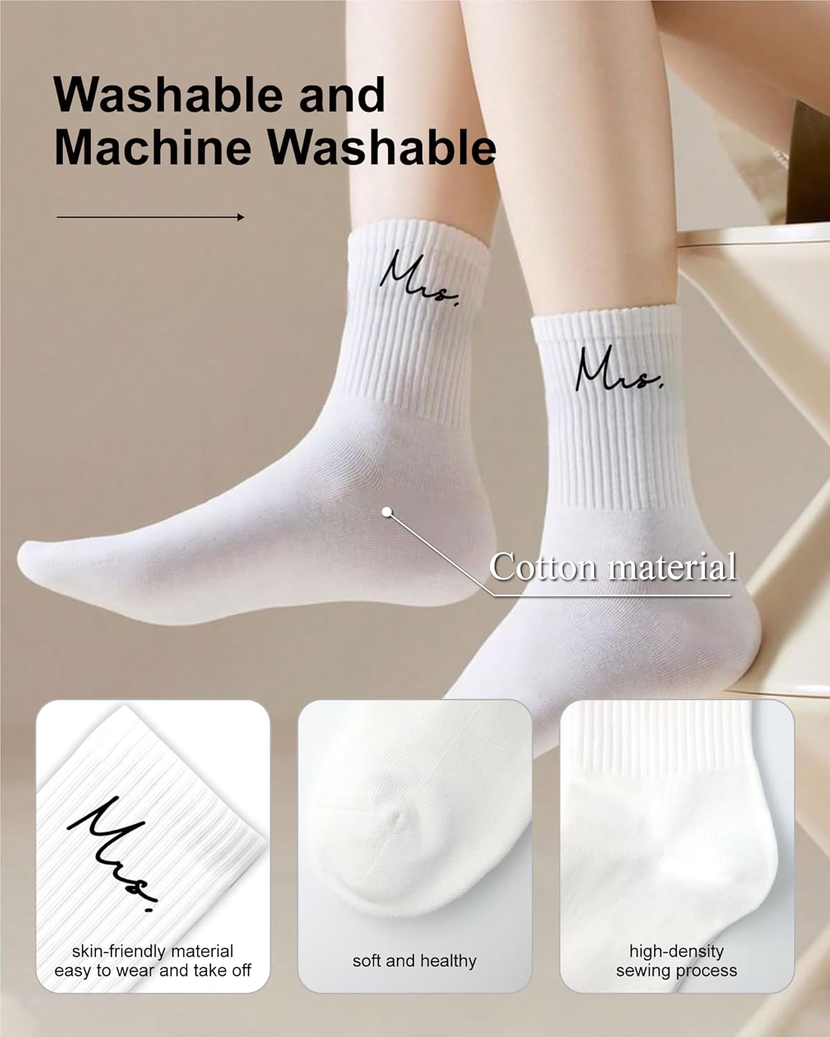 HubbyWifeyGifts Couples Socks for Mr & Mrs Valentines Day Gifts, Wedding Crew Socks for Bride and Groom, Engagement Gift - Image 4