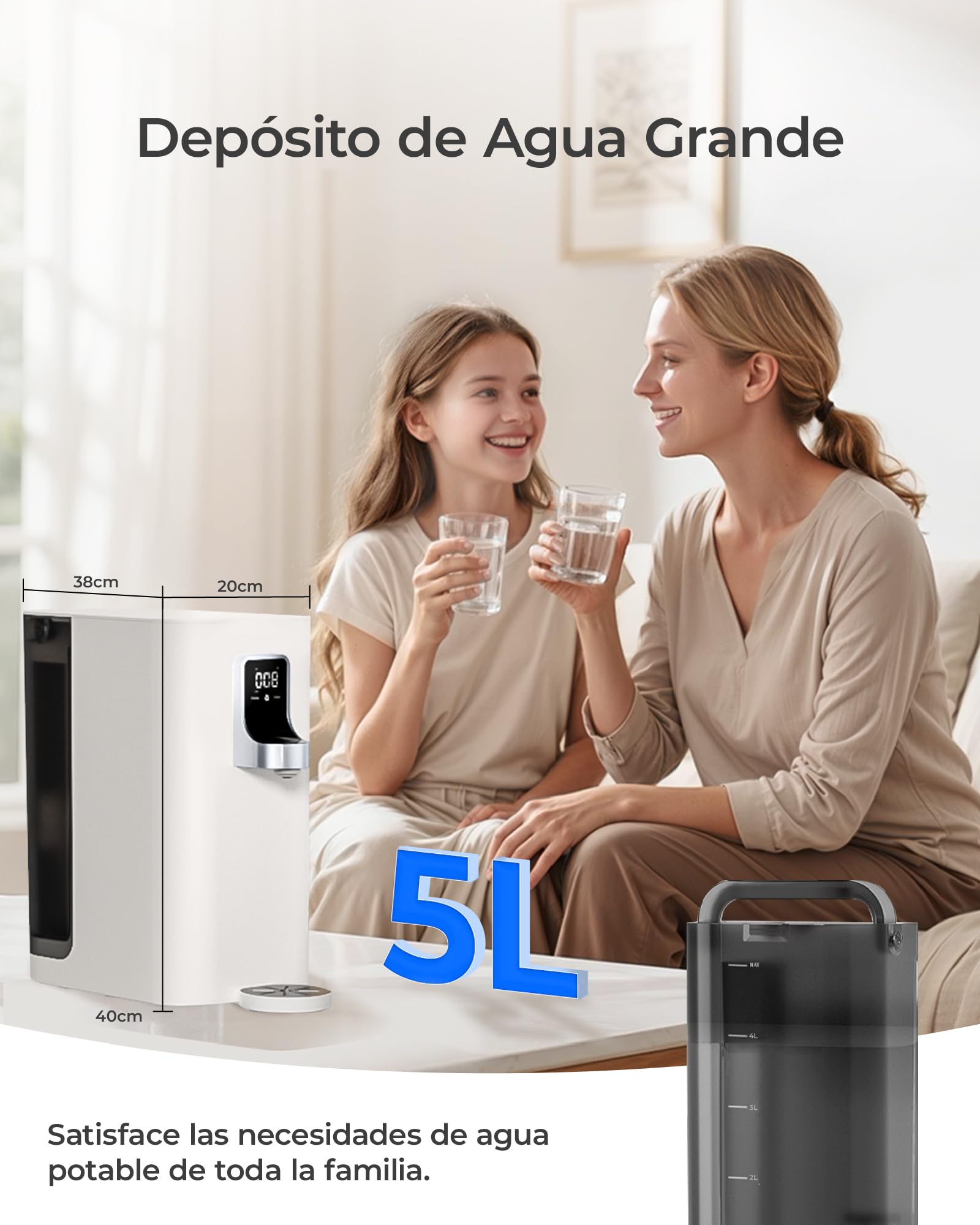 [Minerales] Waterdrop K19-HG Sistema de Filtro de Ósmosis Inversa para Encimera, Dispensador de Agua Caliente Instantánea, Portátil, Sin Instalación, 4 Temperaturas, Reducción TDS, 7 Etapas