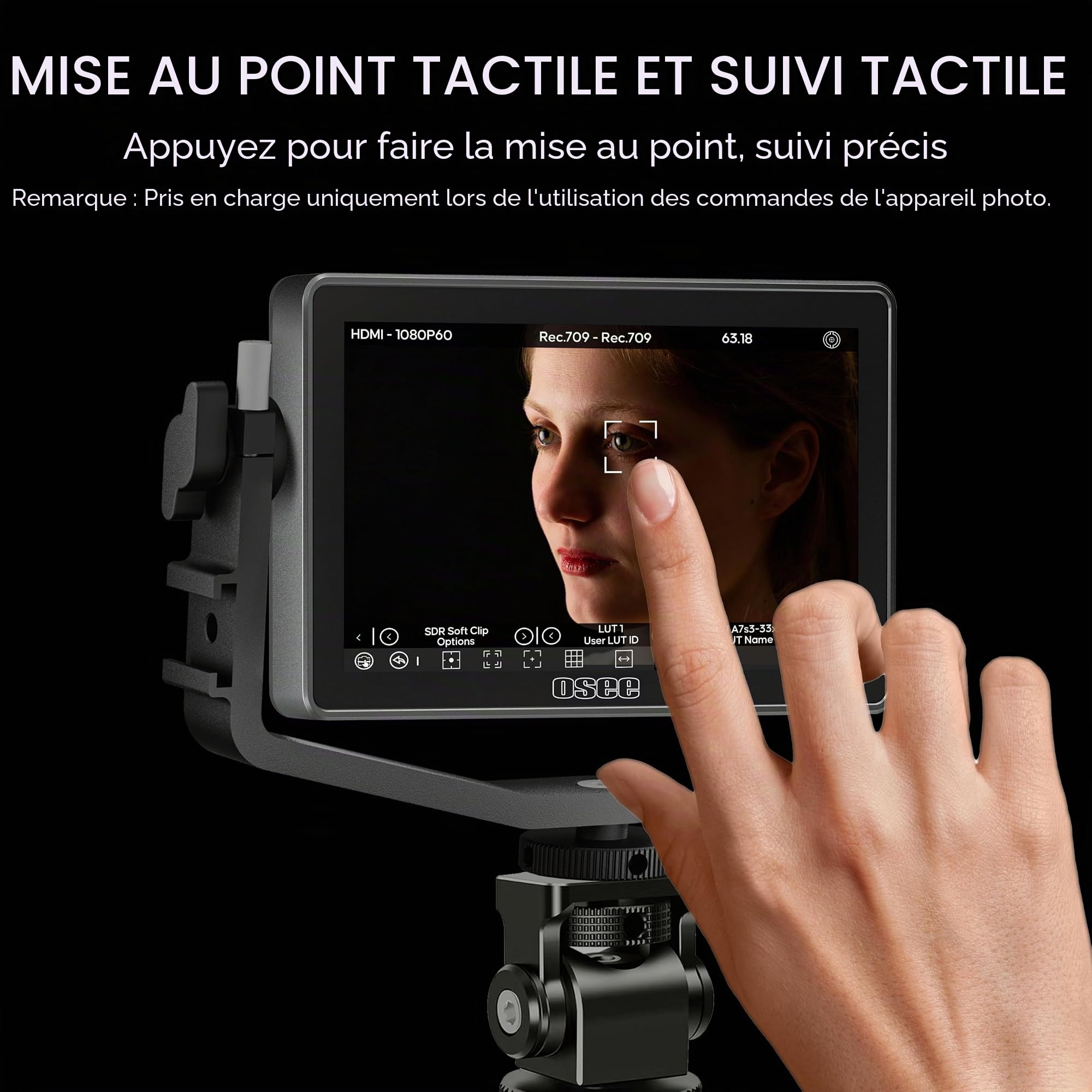 osee G7 Pro Moniteur de Champ de Caméra 7 Pouce 3000nits Écran Tactile Caméra Moniteur avec Contrôle de la caméra, Entrée/Sortie HDMI 3G-SDI, LUTS 3D, Mise au Point Tactile Moniteur Vidéo pour DLSR