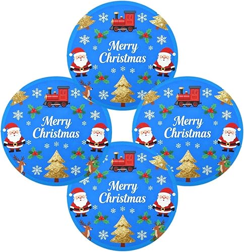 Miniatura 2 de Merry Christmas Dark Blue Round placemats for Dinner Table placemats Plates 15x15 in individuales para comedor